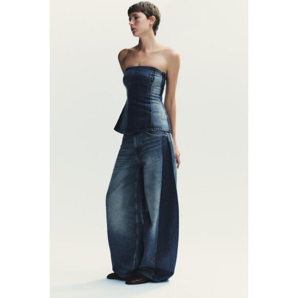 ZARA TRF OVERSIZE BALLOON HIGH-WAIST JEANS - Picture 4 of 9